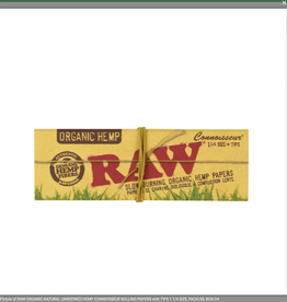 RAW RAW ORGANIC NATURAL UNREFINED HEMP CONNOISSEUR ROLLING PAPERS with TIPS 1 1/4 SIZE