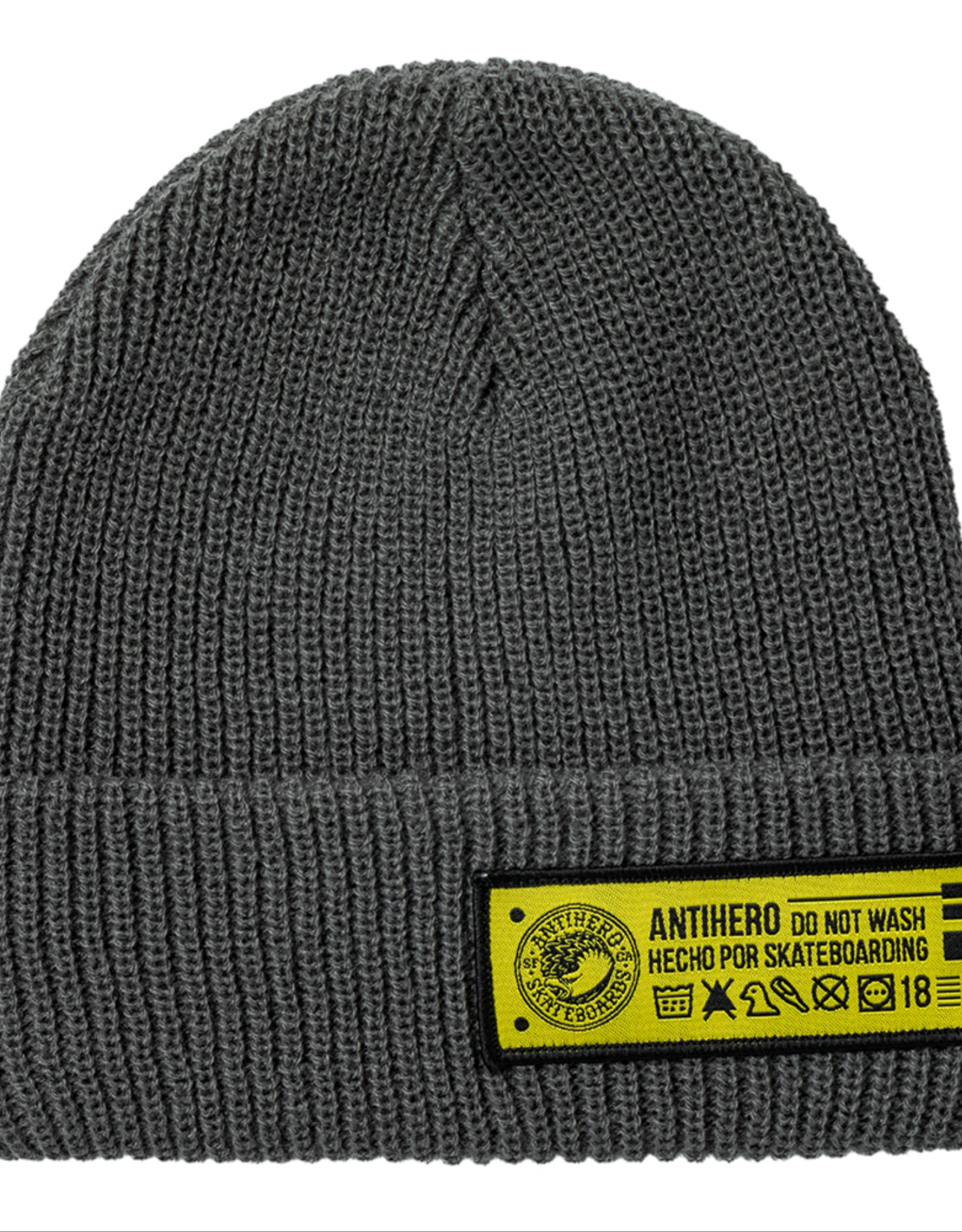 Antihero HECHO POR SKATEBOARDING CUFF BEANIE CHARCOAL/YELLOW