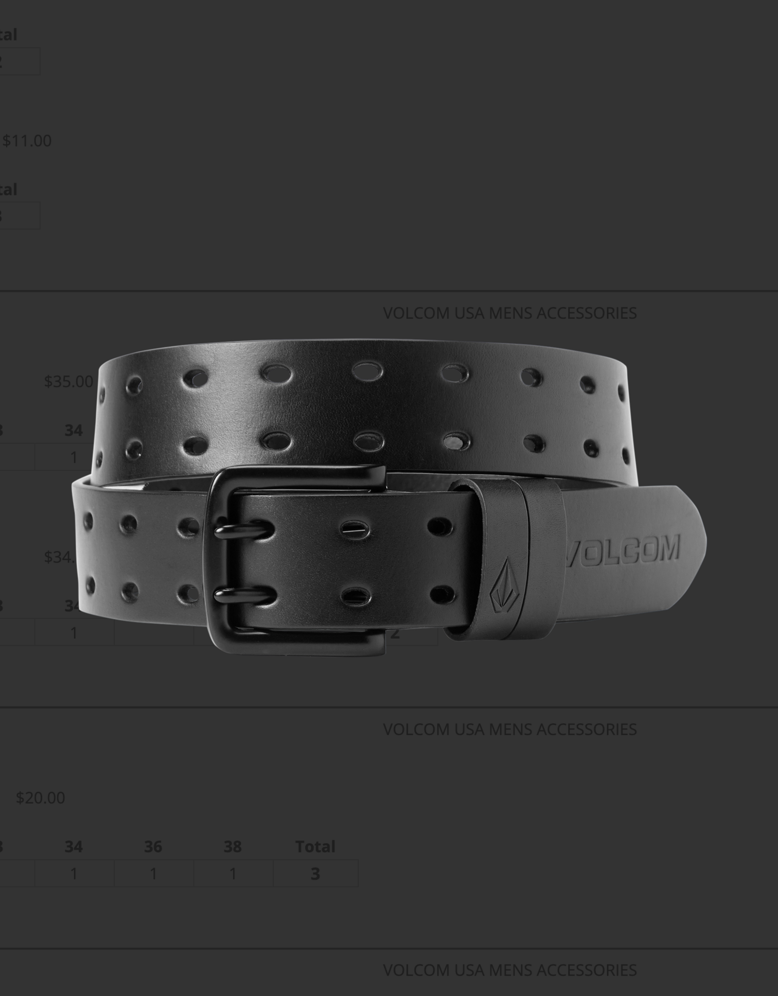 Volcom TWO SPIKE LEATHER BELT