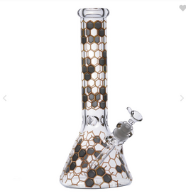 ROCK PLUS HONEYCOMB BEAKER GLASS BONG