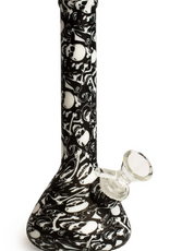 LIT TS149 LIT Silicone 7.5" Tall Skull & Crossbones Beaker Tube W/Glass Downstem & Pull-Out