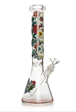 Red Eye Glass REG159 Red Eye Glass 15" Tall 7mm Thick Sugar Skull Glow In The Dark Water Pipe