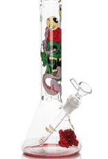 Red Eye Glass REG025 Red Eye Glass 12" Tall Tongue Twister Beaker Base Water Pipe