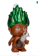 LIT TS260G LIT Silicone 10" Tall PVC & Glass Green Troll Water Pipe