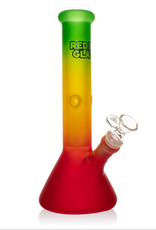 Red Eye Glass REG190RA Red Eye Glass 10" Tall Frosted Rasta Beaker Base Water Pipe W/Dome Perc