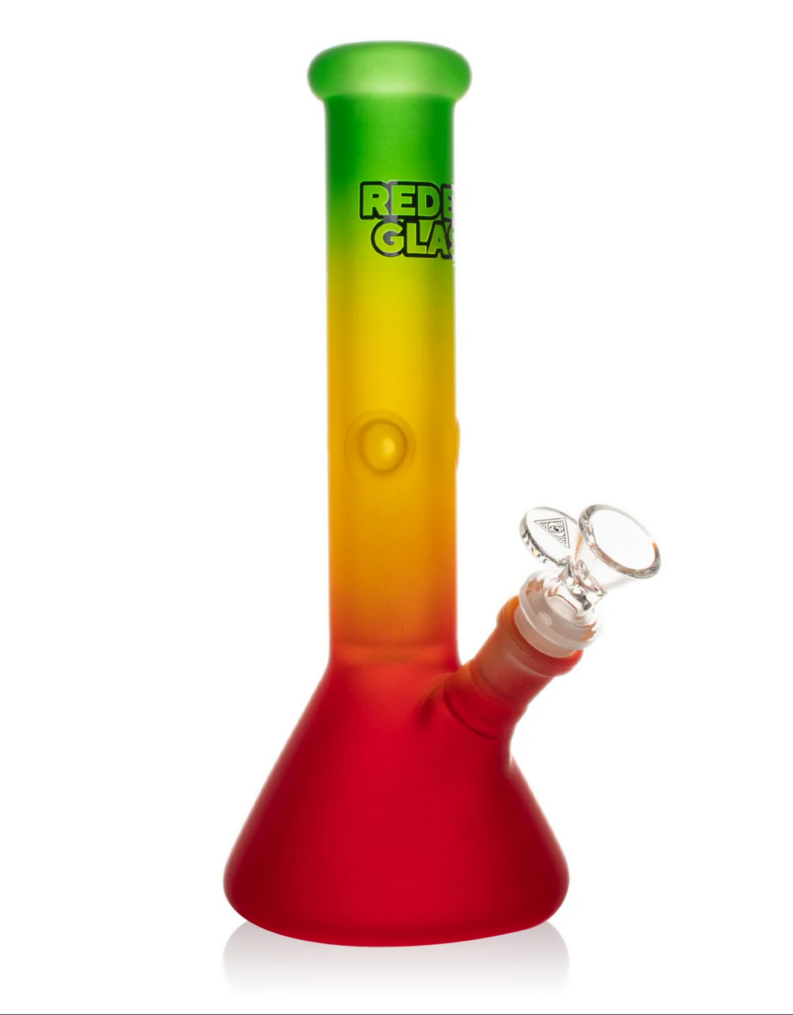 Red Eye Glass REG190RA Red Eye Glass 10" Tall Frosted Rasta Beaker Base Water Pipe W/Dome Perc