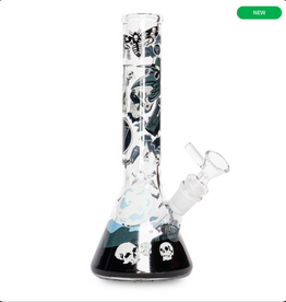 Red Eye Glass REG230 Red Eye Glass 10" Tall Cemetery Glow In The Dark Beaker Base Water Pipe