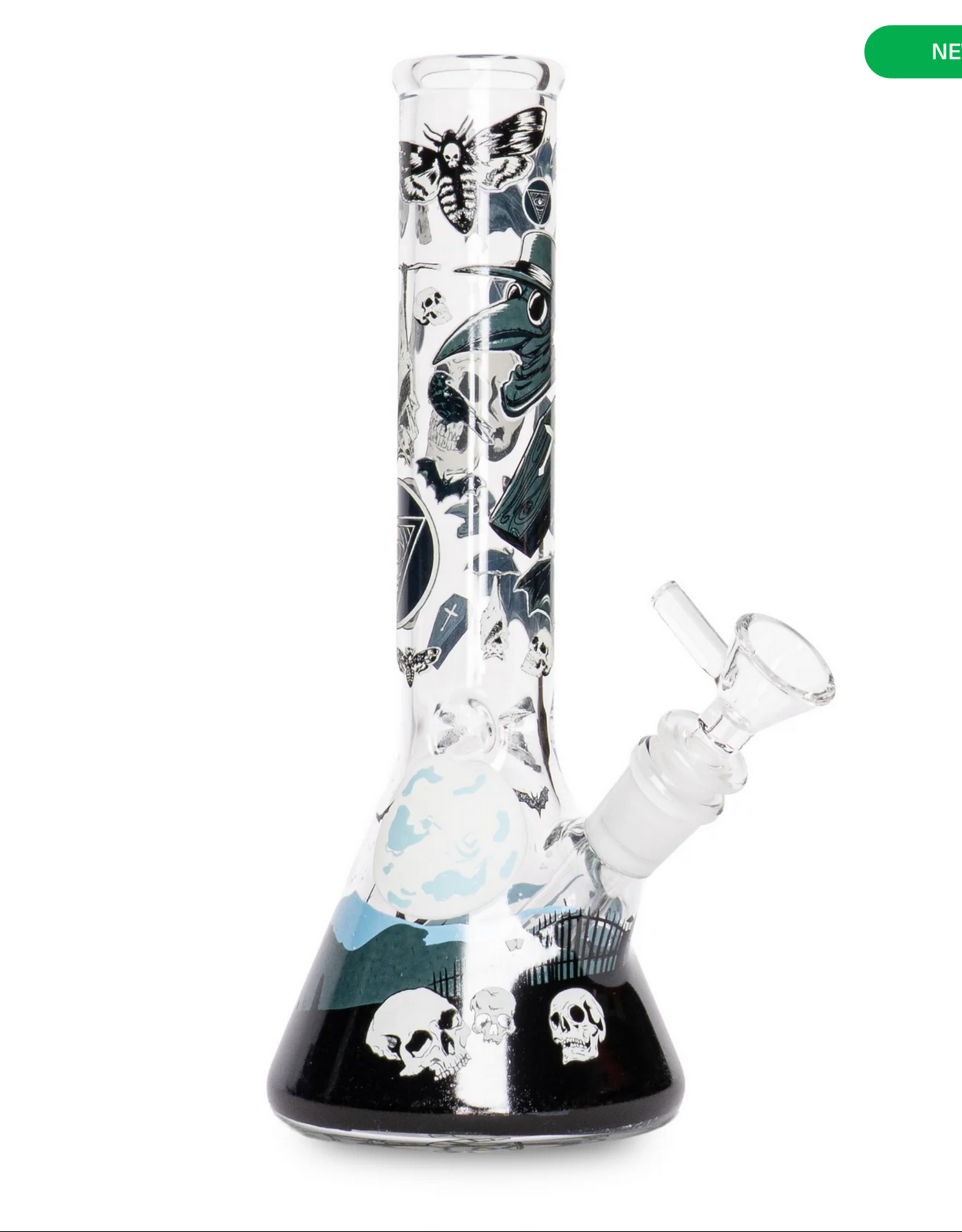 Red Eye Glass REG230 Red Eye Glass 10" Tall Cemetery Glow In The Dark Beaker Base Water Pipe