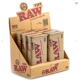 RAW PRE-ROLLED TIPS WITH TIN CASE