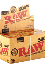 RAW RAW CLASSIC NATURAL UNREFINED 500 ROLLING PAPERS 1 1/4 SIZE, PACK/500