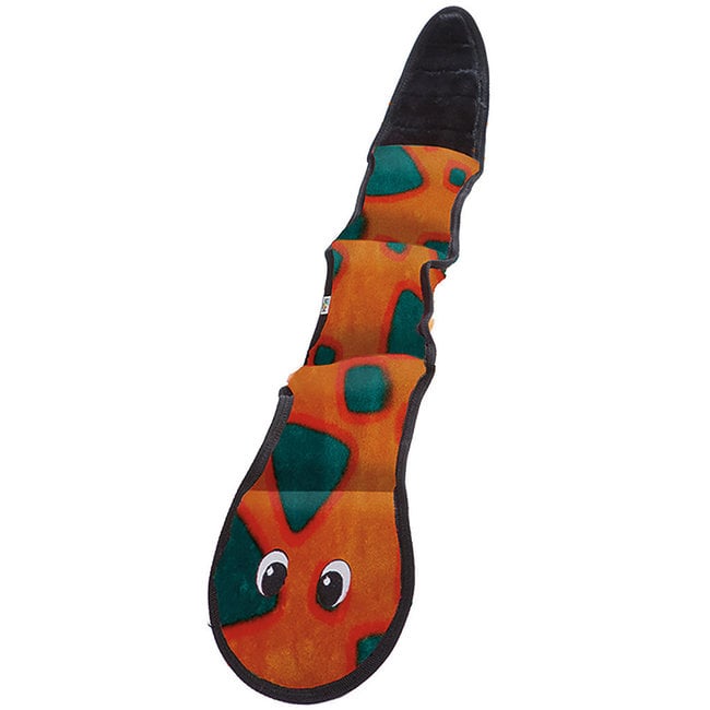 Outward Hound Invincibles Snake 3 Squeaks Orange & Blue