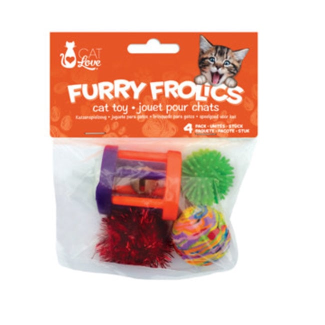 Cat Love 4 Piece Furry Frolics Assorted Cat Toys