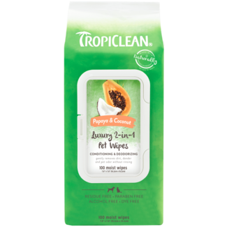 Tropiclean 100 count Luxury 2-in-1 Pet Wipes Papaya & Coconut  Pet Wipes