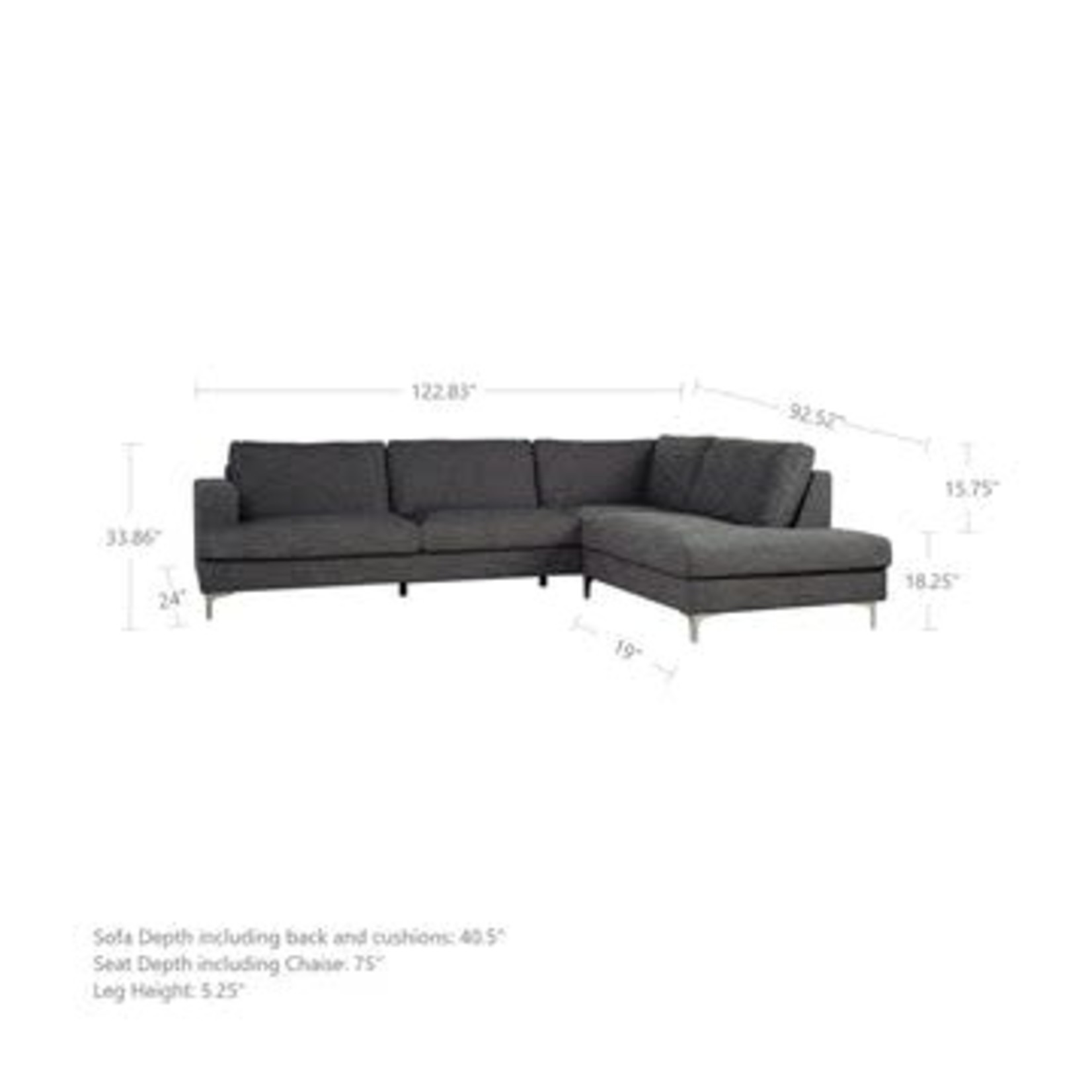 FEATHER RHF CHARCOAL LINEN SECTIONAL