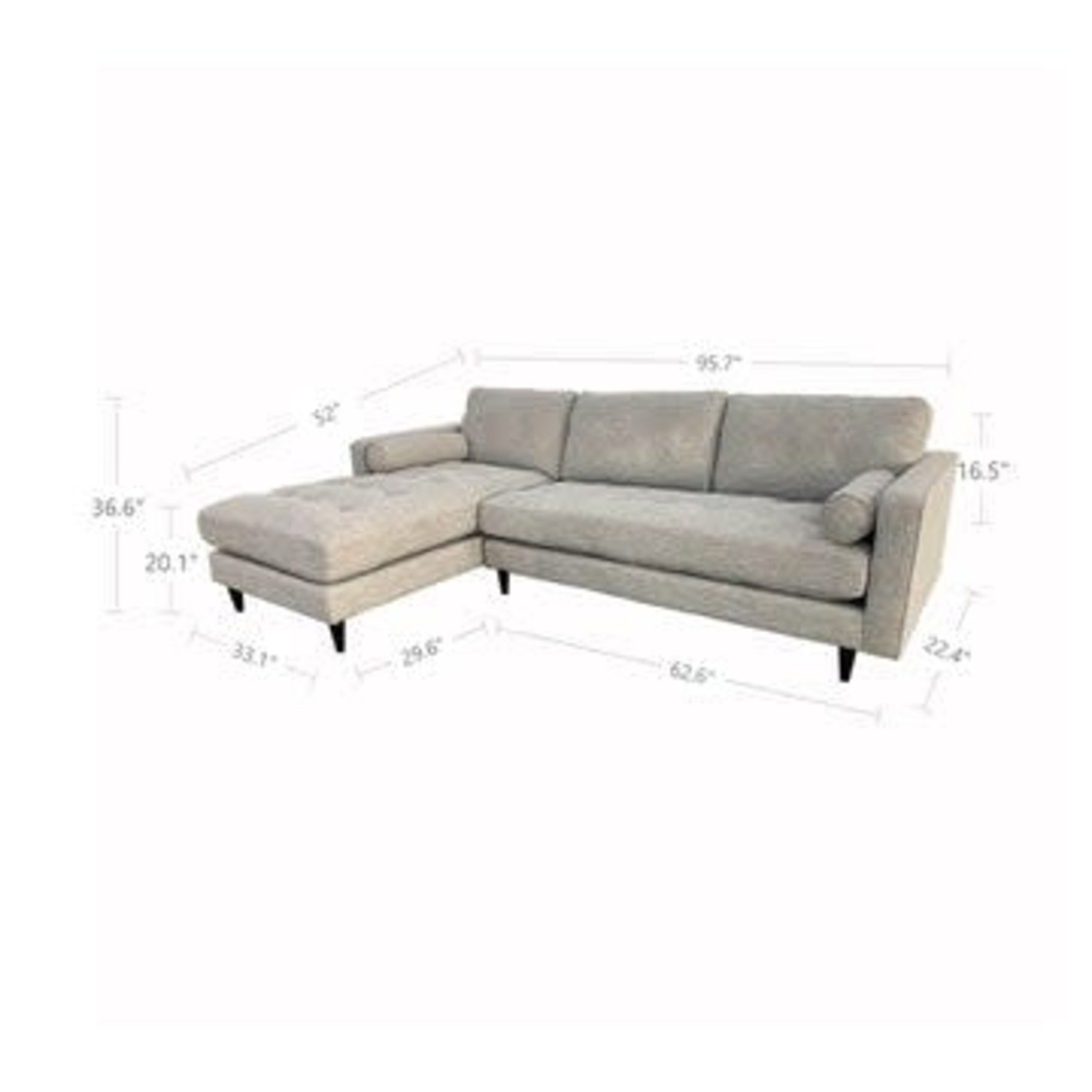 Georgia Sectional LHF Chaise-Sandy Tweed Sofa