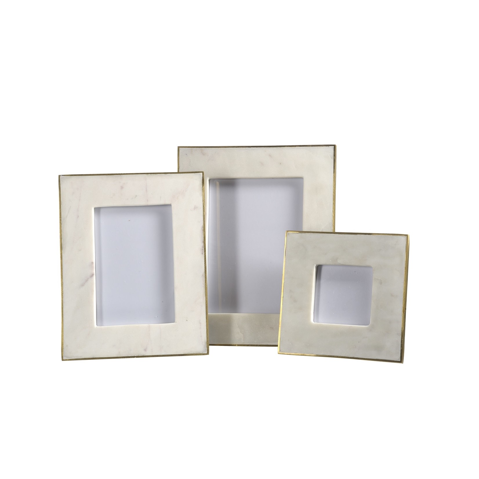 White Marble/Brass Frame 4 x 6