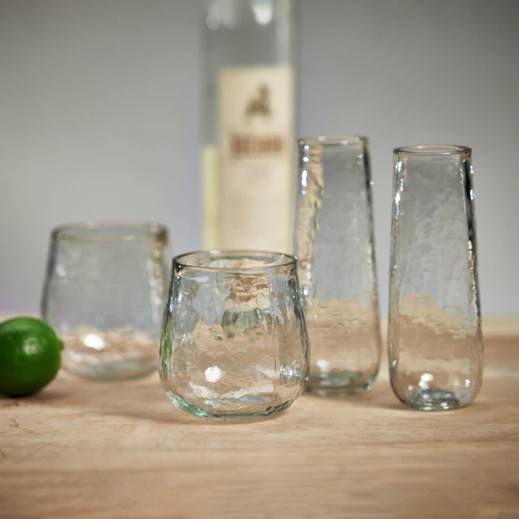 S/4 Hammered Stemless All Purpose Glass