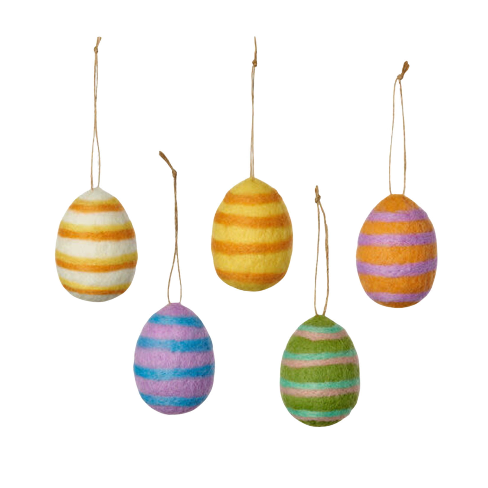 Striped Wool Egg Ornament Set/5