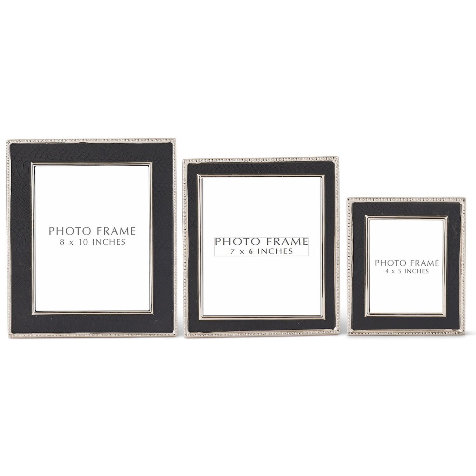 Bk Leather Frame w/ Silver Trim - 7 x 6