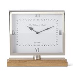 Silver Clock on Wood Base 11''