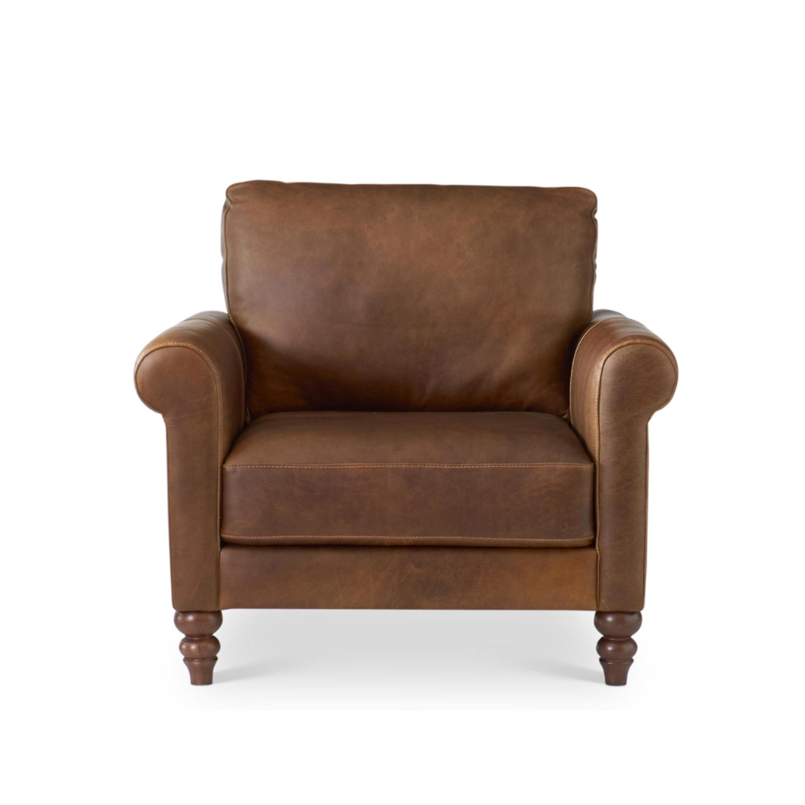 Italian Leather Arm Chair, LT Tobacco Brown