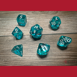 Chessex CHX 23085 Translucent Teal / White Polyhedral 7-die Set