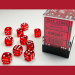 Chessex CHX 23804 Translucent Red / White 12mm (36d6)