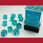 Chessex CHX 23815 Translucent Teal / White 12mm (36d6)