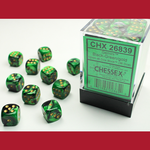 Chessex CHX 26839 Gemini Black / Green / Gold 12mm (36d6)
