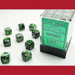 Chessex CHX 26845 Gemini Black-Grey / Green 12mm (36d6)