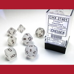 Chessex CHX 27401 Frosted Clear / Black Polyhedral 7-die Set