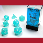 Chessex CHX 27405 Frosted Teal / White Polyhedral 7-die Set