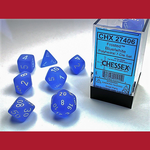 Chessex CHX 27406 Frosted Blue / White Polyhedral 7-die Set