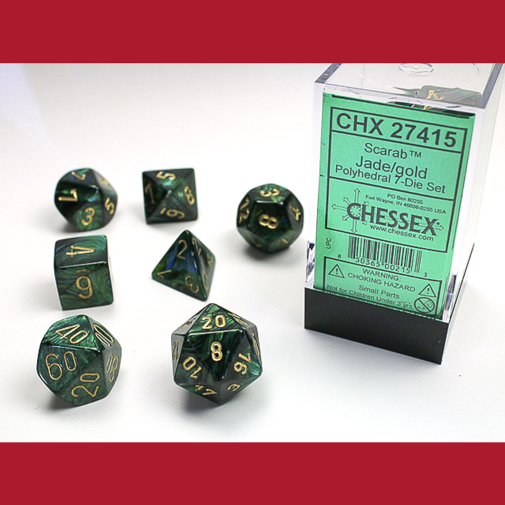 Chessex CHX 27415 Scarab Jade / Gold Polyhedral 7-die Set