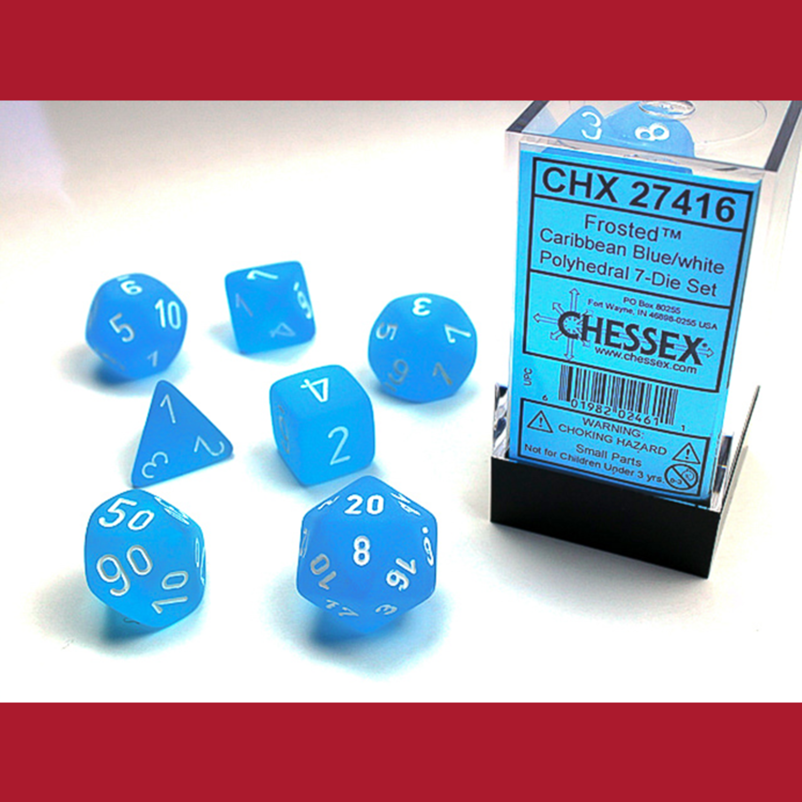 Chessex CHX 27416 Frosted Caribbean Blue Polyhedral 7-die Set