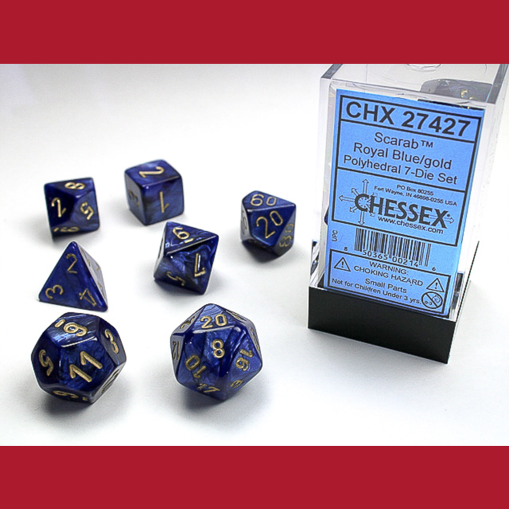 Chessex CHX 27427 Scarab Royal Blue/Gold Polyhedral 7-die Set