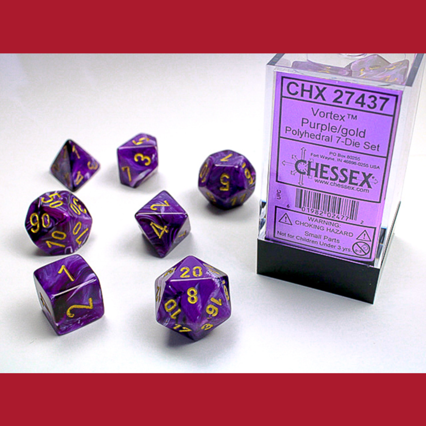Chessex CHX 27437 Vortex Purple / Gold Polyhedral 7-die Set
