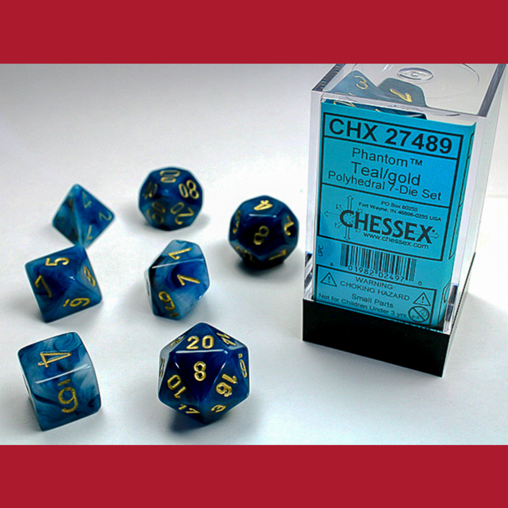 Chessex CHX 27489 Phantom Teal / Gold Polyhedral 7-die Set