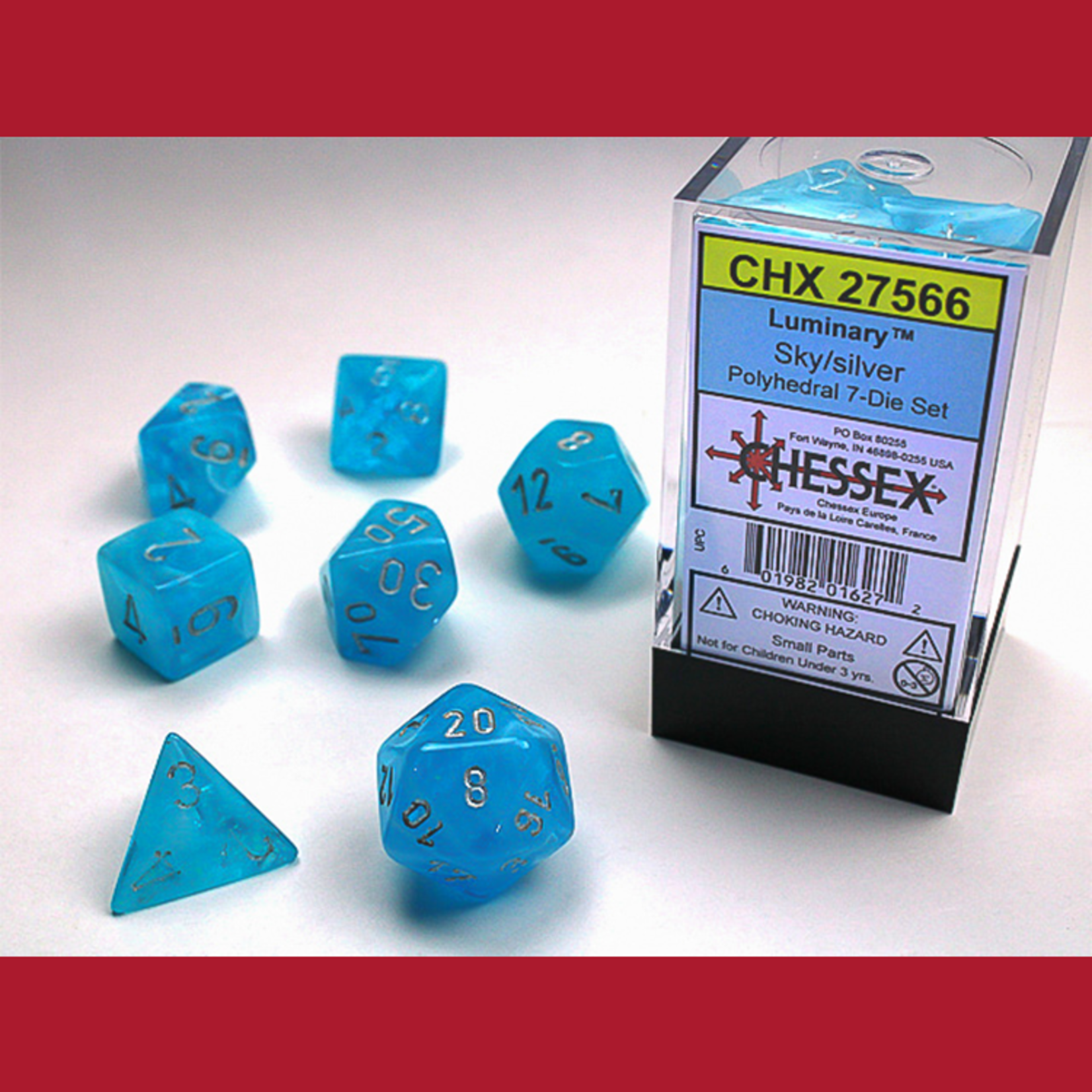Chessex CHX 27566 Luminary Sky / Silver Polyhedral 7-die Set