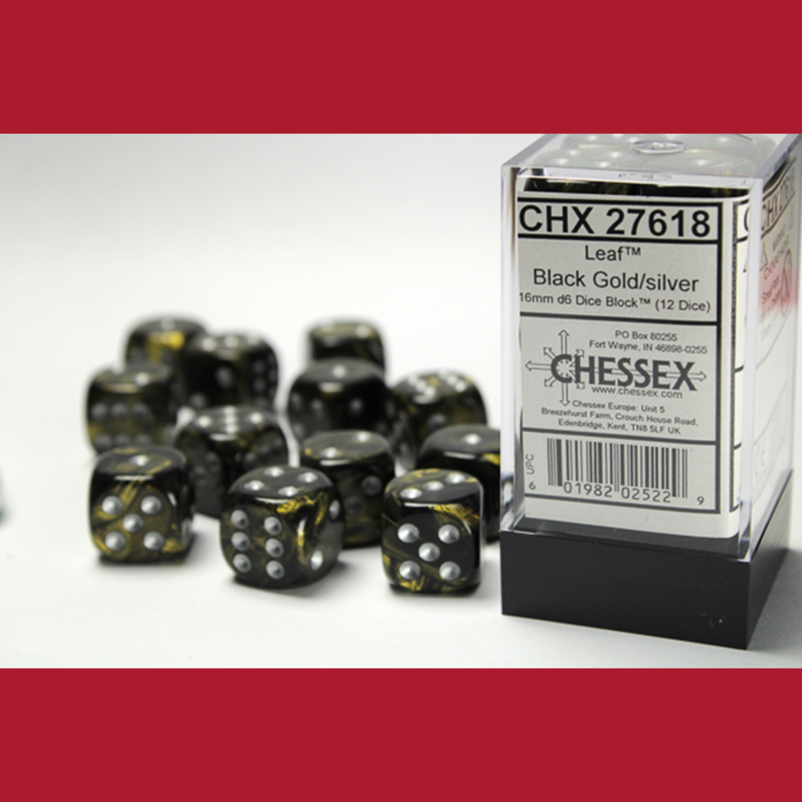 Chessex CHX 27618 Leaf Black-Gold/Silver 16mm (12d6)
