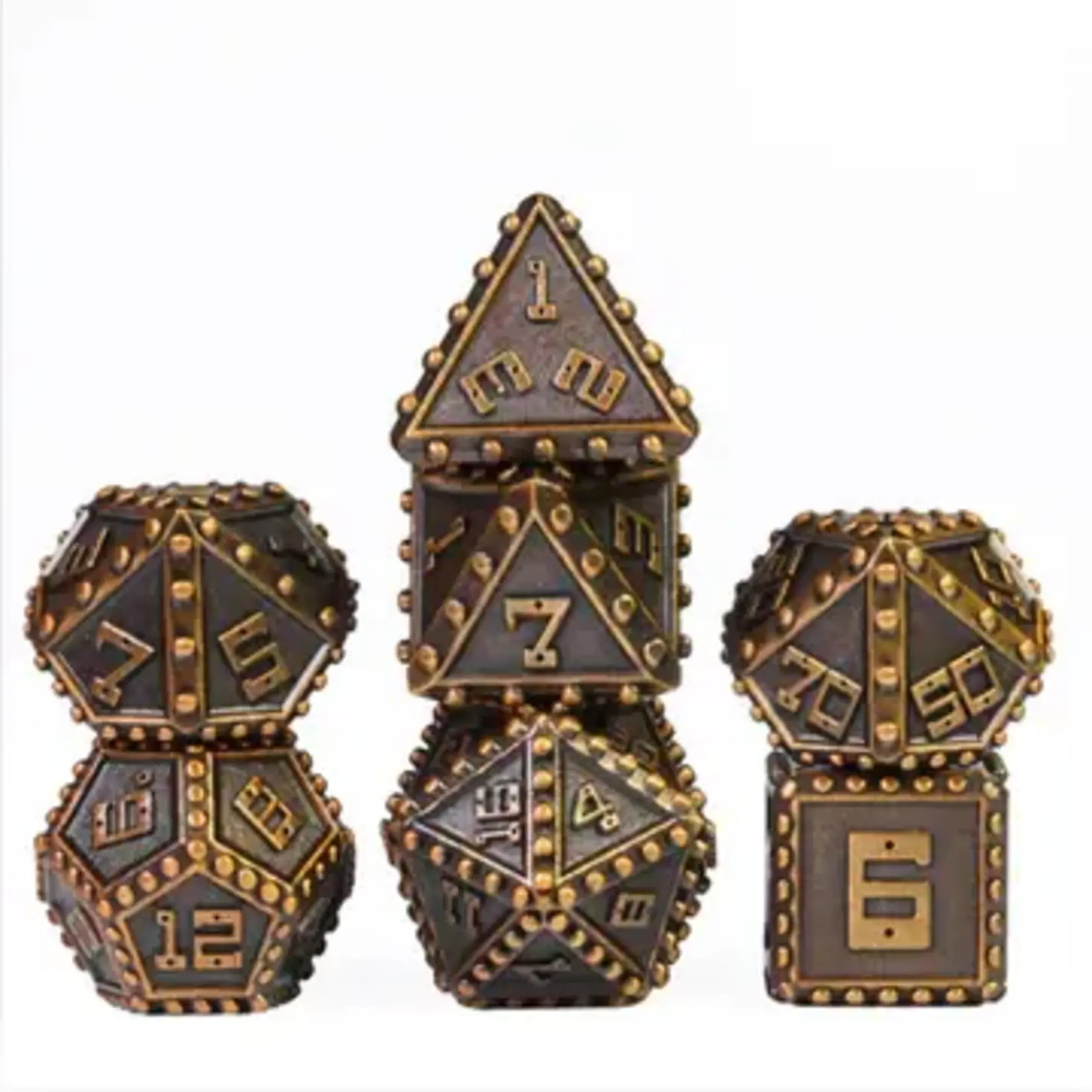 Foam Brain Games Brigandine Armor: Gold - Metal RPG Dice Set