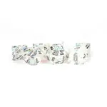Metallic Dice Games Premium Handcrafted Sharp Edge Inclusion Dice 7-Die Set: Pyre and Ice