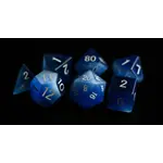 Metallic Dice Games Gemstone Dice 7-Die Set Cat's Eye Frosted Blue