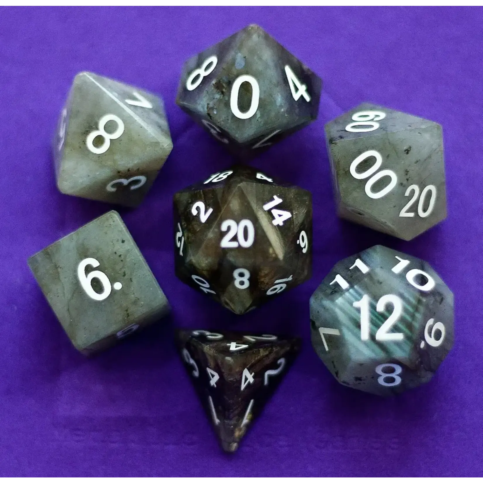Metallic Dice Games Gemstone Dice 7-Die Set Labradorite