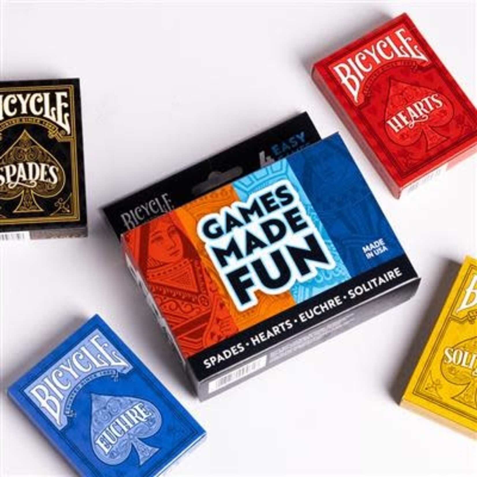 Bicycle Bicycle 4-Game Pack (Hearts, Spades, Euchre, Solitaire)