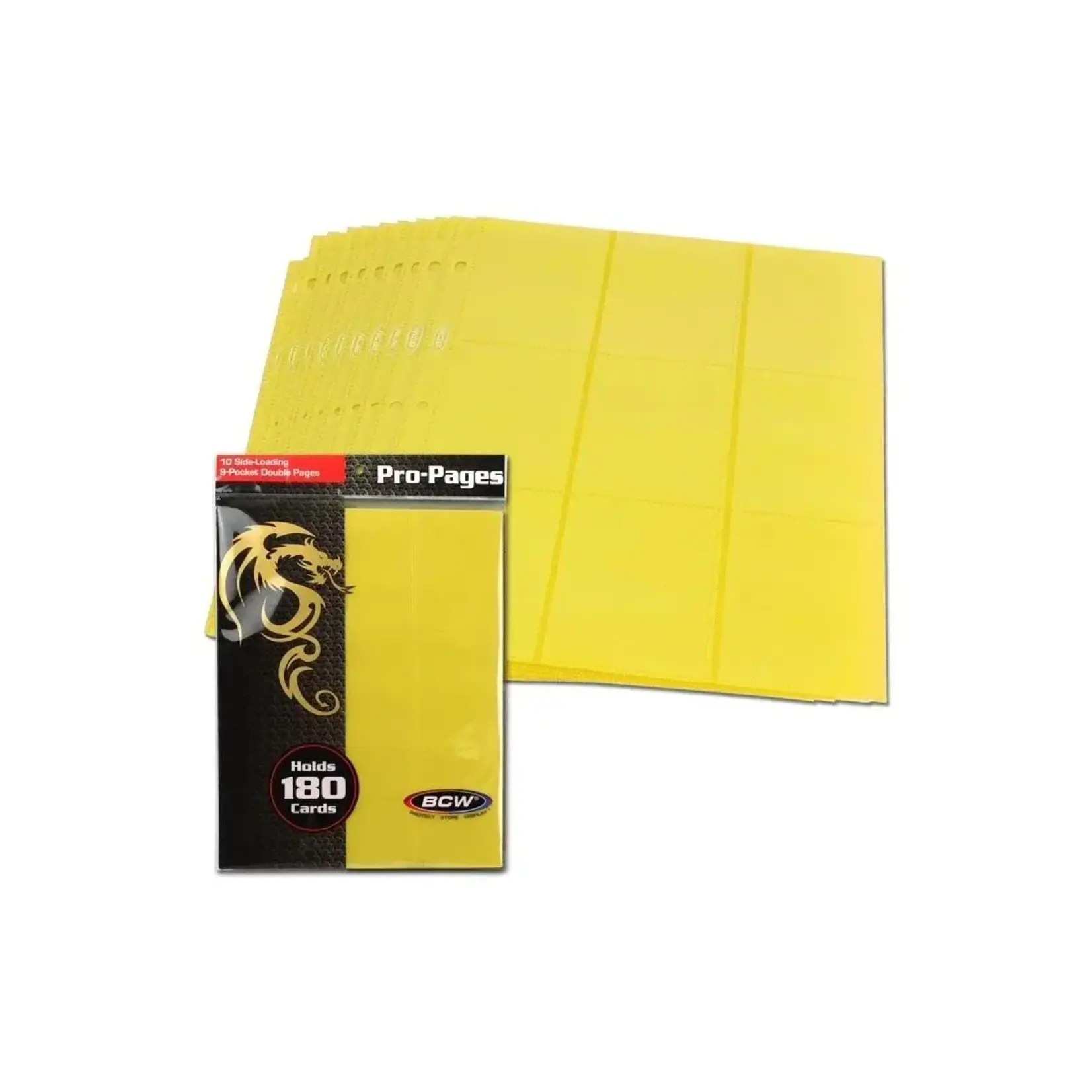BCW Supplies 9-Pocket PRO Side Loading Pages (Yellow) (10)