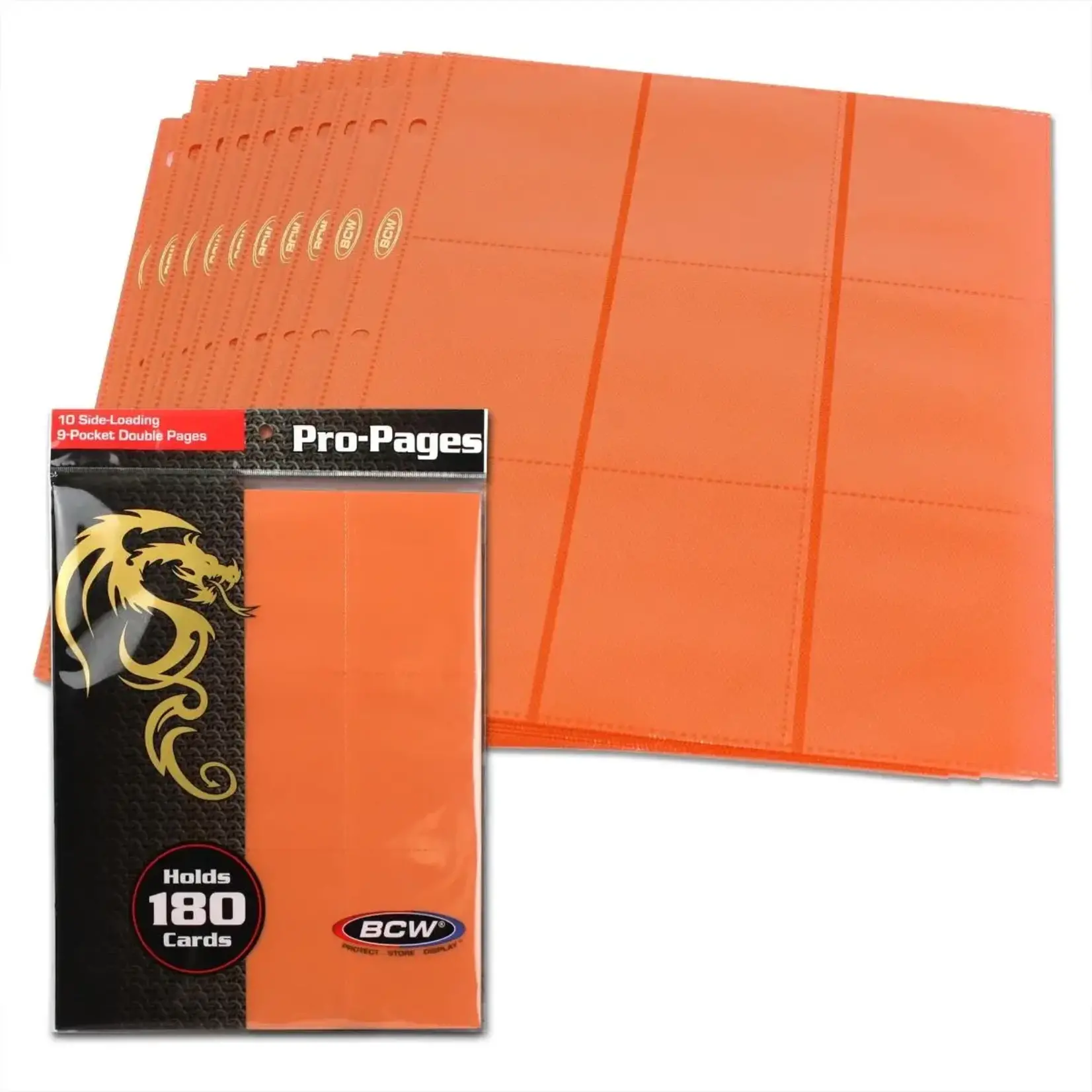 BCW Supplies 9-Pocket PRO Side Loading Pages (Orange) (10)