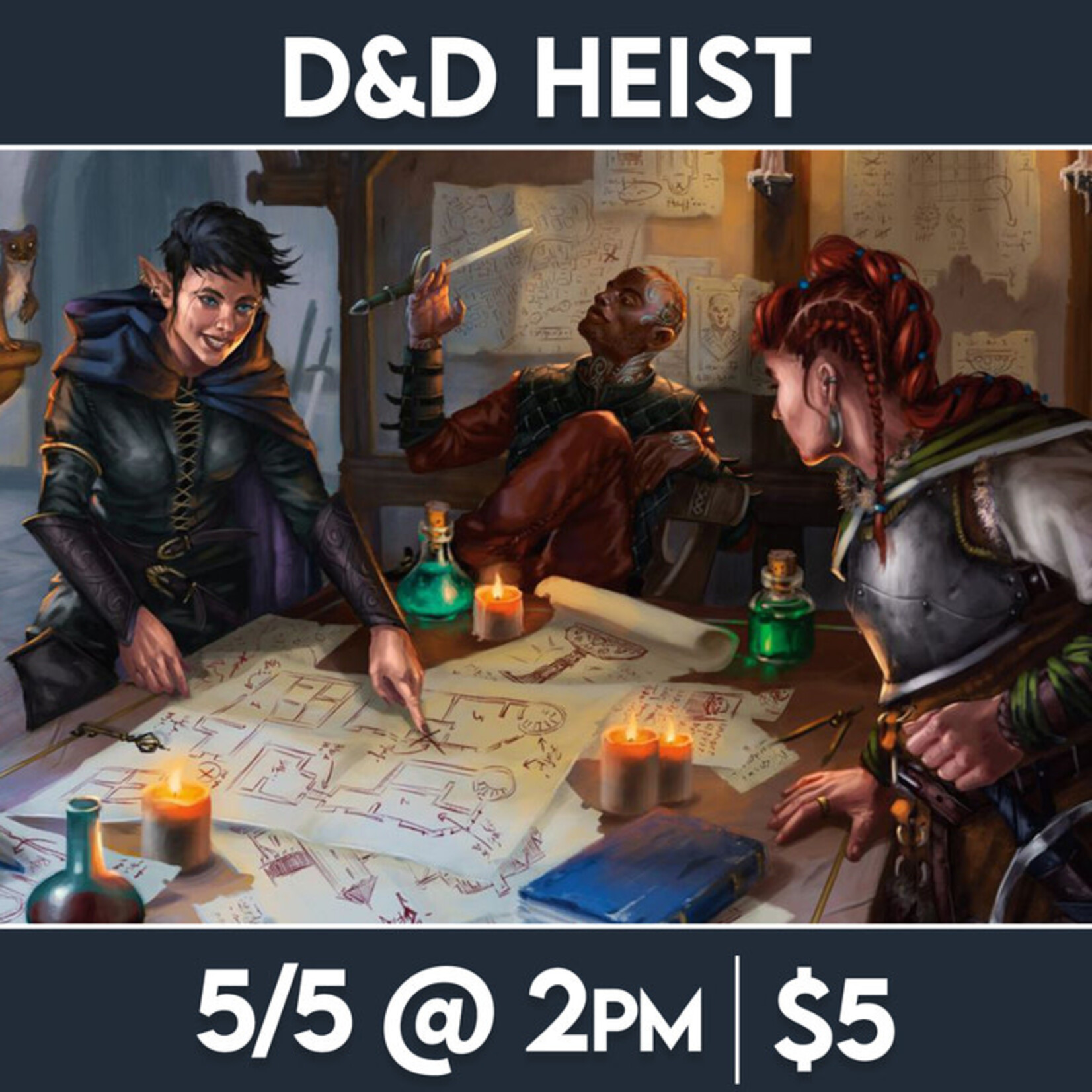 Dungeons & Dragons Events 05/05 Sunday @ 2 PM - D&D Outlaws of Thunder Junction Heist