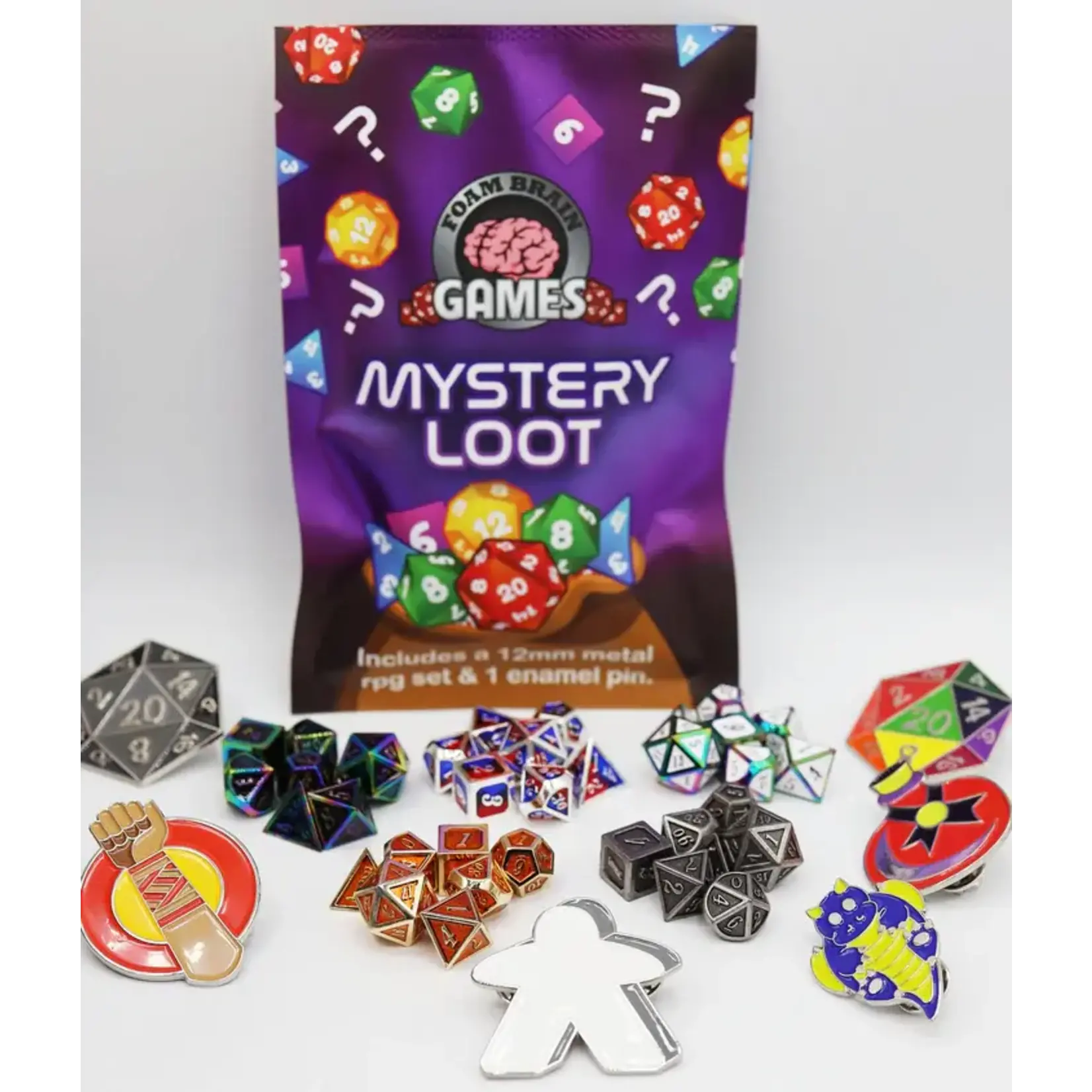 Foam Brain Games Epic Mystery Loot: Mini Metal RPG Set + Enamel Pin
