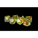 16mm Resin Polyhedral dice set- Yellow Aurora
